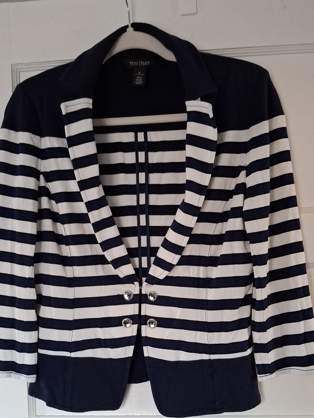 White House Black Market Navy and White Striped Blazer